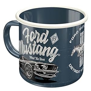 Nostalgic-Art Retro Enamel Cup, 12.2 oz, Ford Mustang – The Boss – Gift idea for car accessories fans, Camping Mug, Vintage design