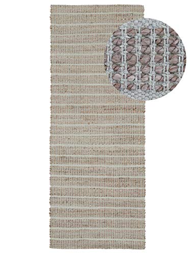 carpetfine Juteteppich Lara Läufer Grün 80x400 cm | Moderner Teppich für Wohn- und Schlafzimmer