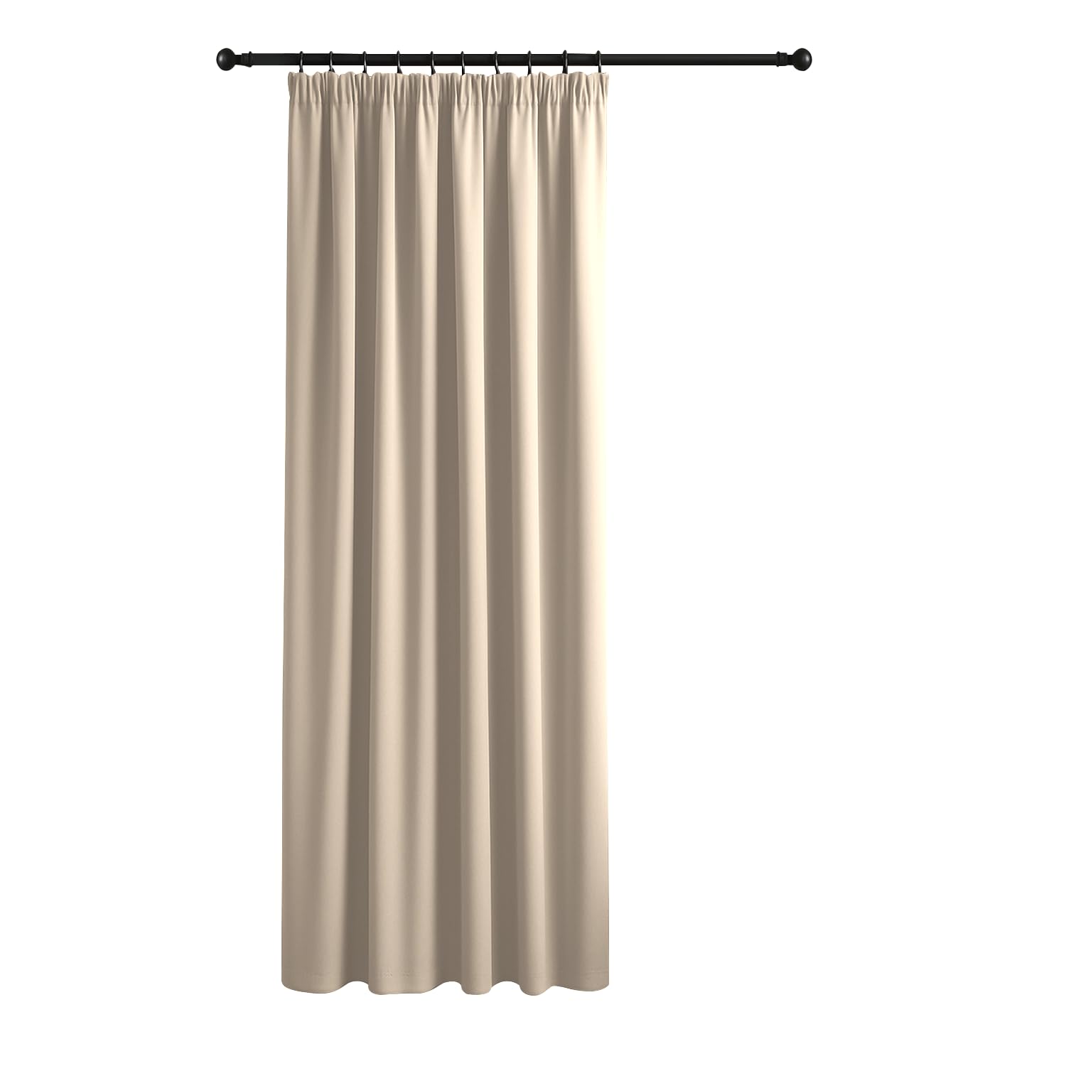 Yorkshire Bedding Cream Pencil Pleat Blackout Curtains For Living Room 66X84 Inch Thermal Insulated Window Treatment 1 Panel Door Curtain With 1 Tieback
