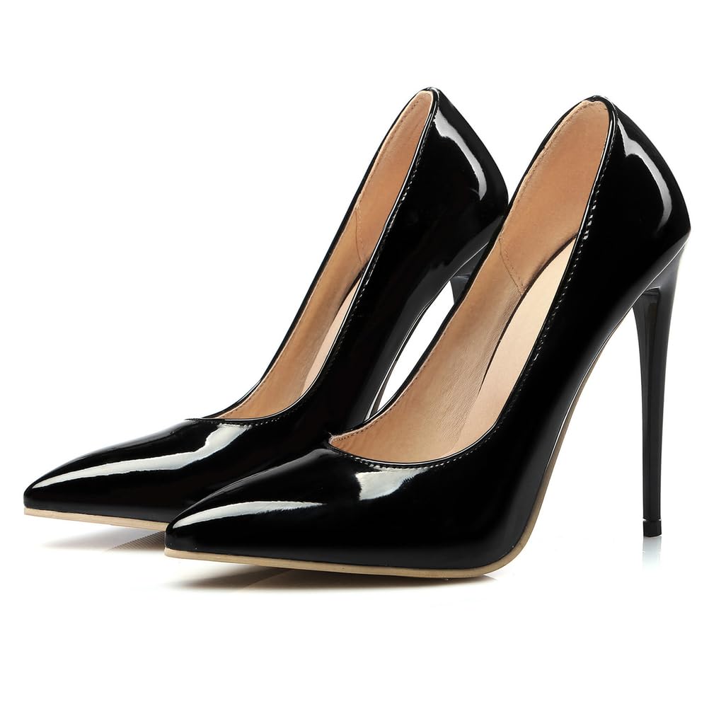 Femmes Talons Hauts Cuir Verni Pompes Robe De Mariée Chaussures Soirée Talons Aiguilles 12CM