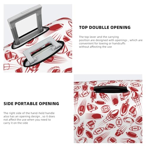 Red Football Print Luggage Cover For Suitcase,Washable Elastic Travel Suitcase Protector With Zipper Closure And Bottom Buckle – Fits 18-32" Luggage-X-Large3