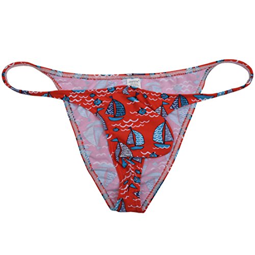 OROCOJUCO Men's Large Pouch Bikini Briefs Stretchy Underwear Pattern Spandex Brief Boat L