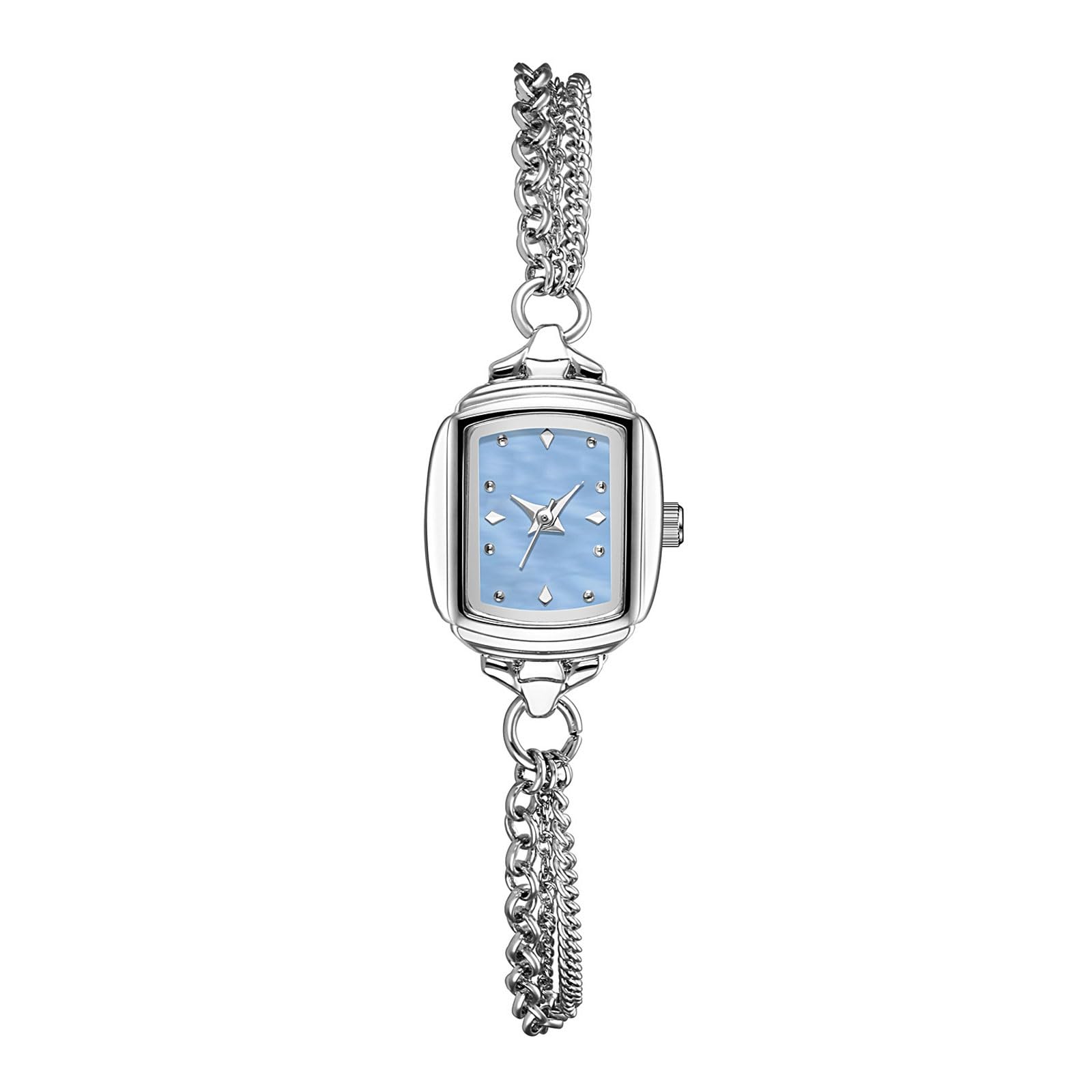 Montre-Bracelet analogique Simple de Niche, Montre à Quartz Ultra-Fine et étanche, idéale for Les Femmes, Cadeau rectangulaire Exquis(Silver Blue)