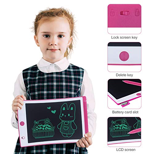 8.5 Inch Kids Drawing Writing Boards, LCD Writing Tablet Electronic Doodle Board, Educational and Learning Toys for Girls Boys Toddler Gifts (Pink) - Thumbnail 3