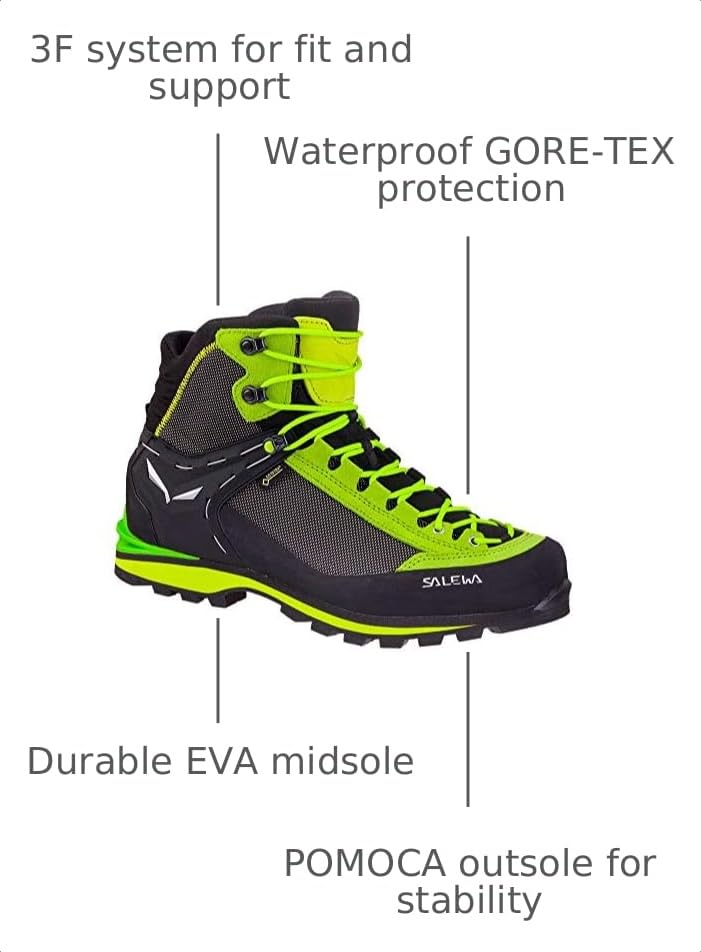 Image of Salewa Men's Crow GTX Waterproof Gore-Tex Trail Boots for Trekking, Climbing, & Mountaineering