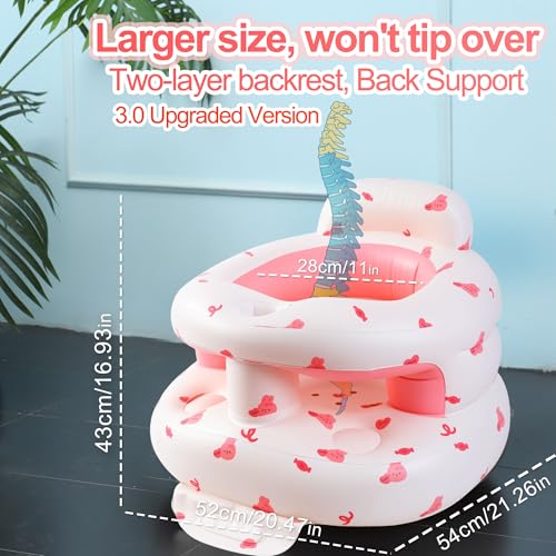 Image of Upgraded Inflatable Baby Seat with Safety Guardrails, Thicker Sit Me Up Floor Seat for Baby Chair Sit Me Up, Blow Up Baby Chair Built in Air Pump for Babies 3-36 mth