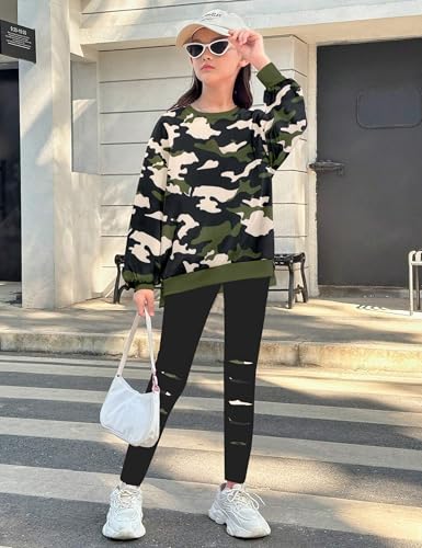 Image of Girls Clothes, Girls Outfits Tie Dye Sweatshirt Tops and Leggings Sweatpants 2 Piece Fall Winter Clothes Set 6-16T