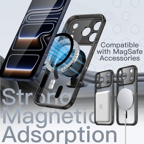 Image of JETech Magnetic Slim Case for iPhone 17 Pro Max 6.9-Inch Compatible with MagSafe, Camera Lens Full Protection, Ultra-Thin Lightweight Clear Minimalist Protective Phone Cover (Black)