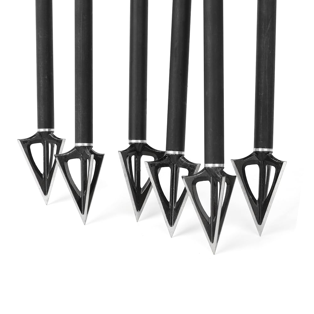 12 pièces Chasse à tête Large 100 Grain 420 Lame en Acier Inoxydable pour Arc