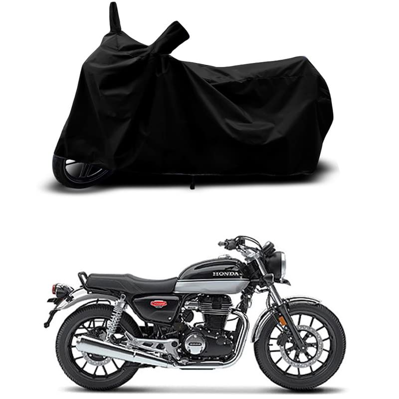 Image of 100% Scratchproof /UV-Rays /Heat Protection /Birds Dropping /Water Resistant /Dust Proof /Waterproof /Full Bike Scooty Two Wheeler Body Cover Compatible for Honda Hness CB350 All Varients[Black]