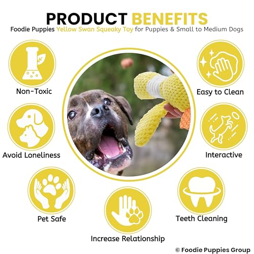 Image of Foodie Puppies Interactive Dog Squeaky Plush Toy (Yellow Swan) for Puppies & Small to Medium Dogs | Durable Cotton Stuffed for Teething, Cuddling & Play
