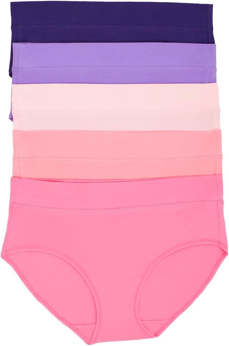 FelinaWomens 5 Pack Pima Cotton Wide Waistband Hipster