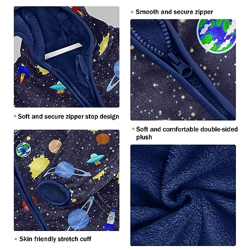 Image of Aflyko Boys Fleece Coat Blue Zip-Up Hoodie Girls Outerwear Kids Hooded Jacket