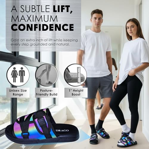 Image of Draco DracoSlides Reflective Slides for Men and Women, Wrapped in Reflective 3M with Adjustable Straps for Wide /Narrow Feet, Sandals with Arch Support & Slip Resistant, Men & Women Footwear, Black