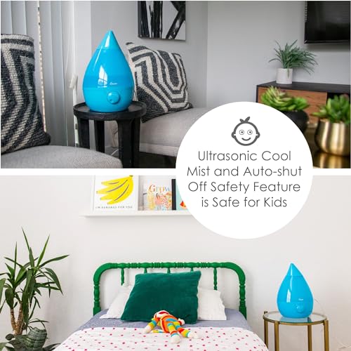 Image of Crane Ultrasonic Cool Mist Humidifier for Bedroom, Baby Nursery, Kids Room, Plants, or Office, Large 1 Gallon Tank, Filter Optional, Aqua