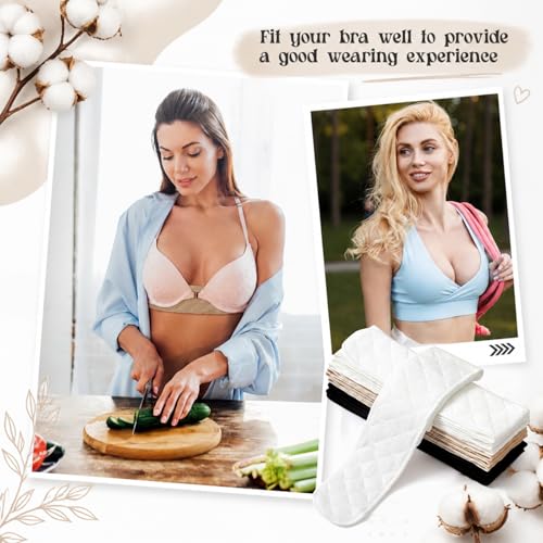 Image of Toulite 10 Pcs Reusable Bra Liners for Sweat, 3 Layer Bra Sweat Pads, Soft Cotton Outer Layer with Polyester Fiber Core
