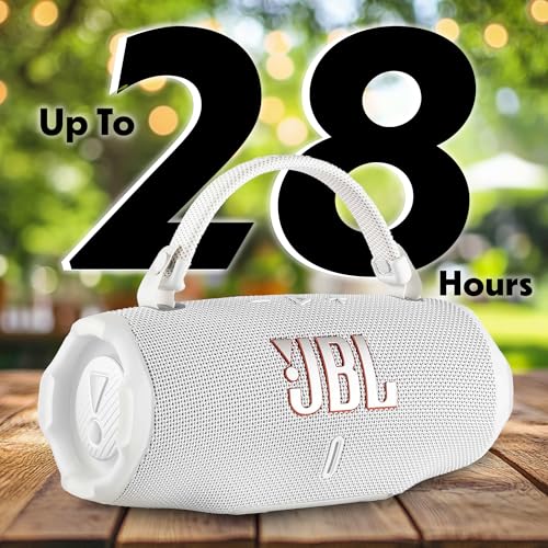 Image of JBL Charge 6 Portable Bluetooth Speaker (White) | IP68 Waterproof, DustProof, and DropProof, Outdoor Wireless Audio |28Hrs Playtime + Travel Case Bundle