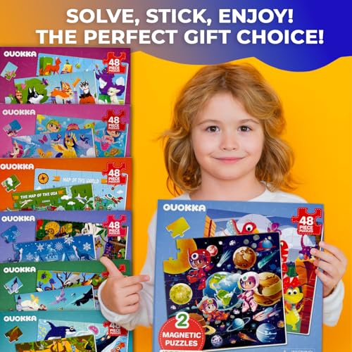 Puzzles Magnéticos QUOKKA para Niños 3-5 años – 2x48 Piezas Juegos de Viaje para Niños 2-4 años – Puzzles Magnéticos de Dinosaurio para Niños 4-8 años – Juguete Educativo Espacial para Niños y Niñas miniatura 6