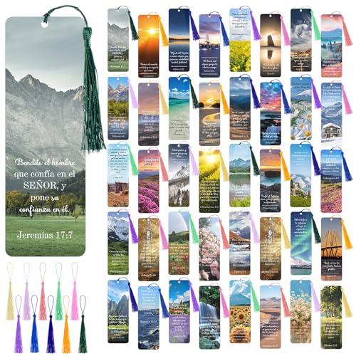 Marque-pages chrétiens espagnols Skyygemm avec pompons pour église (Lot de 120)