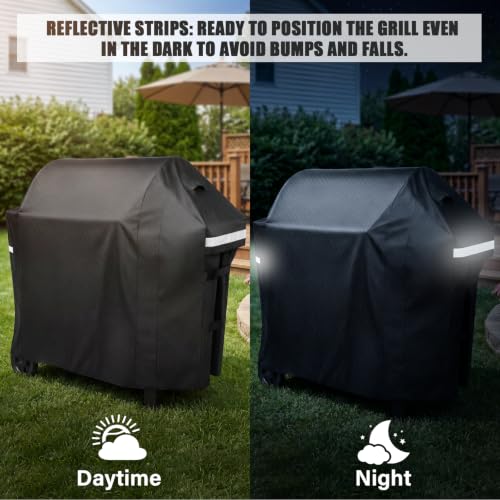 Image of QuliMetal Grill Cover for Weber Searwood XL 600 Pellet - 600D Heavy Duty Tear-Resistant Waterproof Weather Resistant Grill Cover for Weber 3400146,Outdoor BBQ Accessory