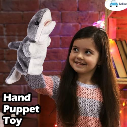Image of FunBlast Plush Hand Puppets for Kids - Animals Hand Puppet Toys, Soft Hand Puppets for Kids, Story Telling Puppet for Kids, Hand Puppet Toy, Fun Play Learning Toys (Shark)