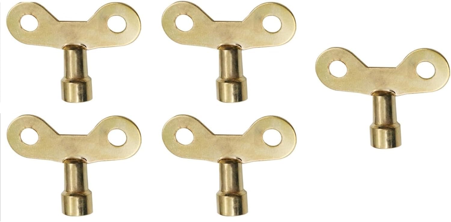 Zhhuoc Golden 5 Pcs Radiator Plumbing Bleed Bleeding Key Solid Brass Radiator Plumbing Keys Metal For Venting Air Switch Spool Radiator Keys For Bleeding Old Home Radiator Torque Wrenches Hand Tools