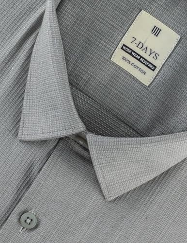 Image of 7-DAYS Men's Premium Formal Shirts - Regular Fit, Full Sleeve, 100% Pure Cotton, Self-Design, with Pocket - Stylish Office Shirts for Men