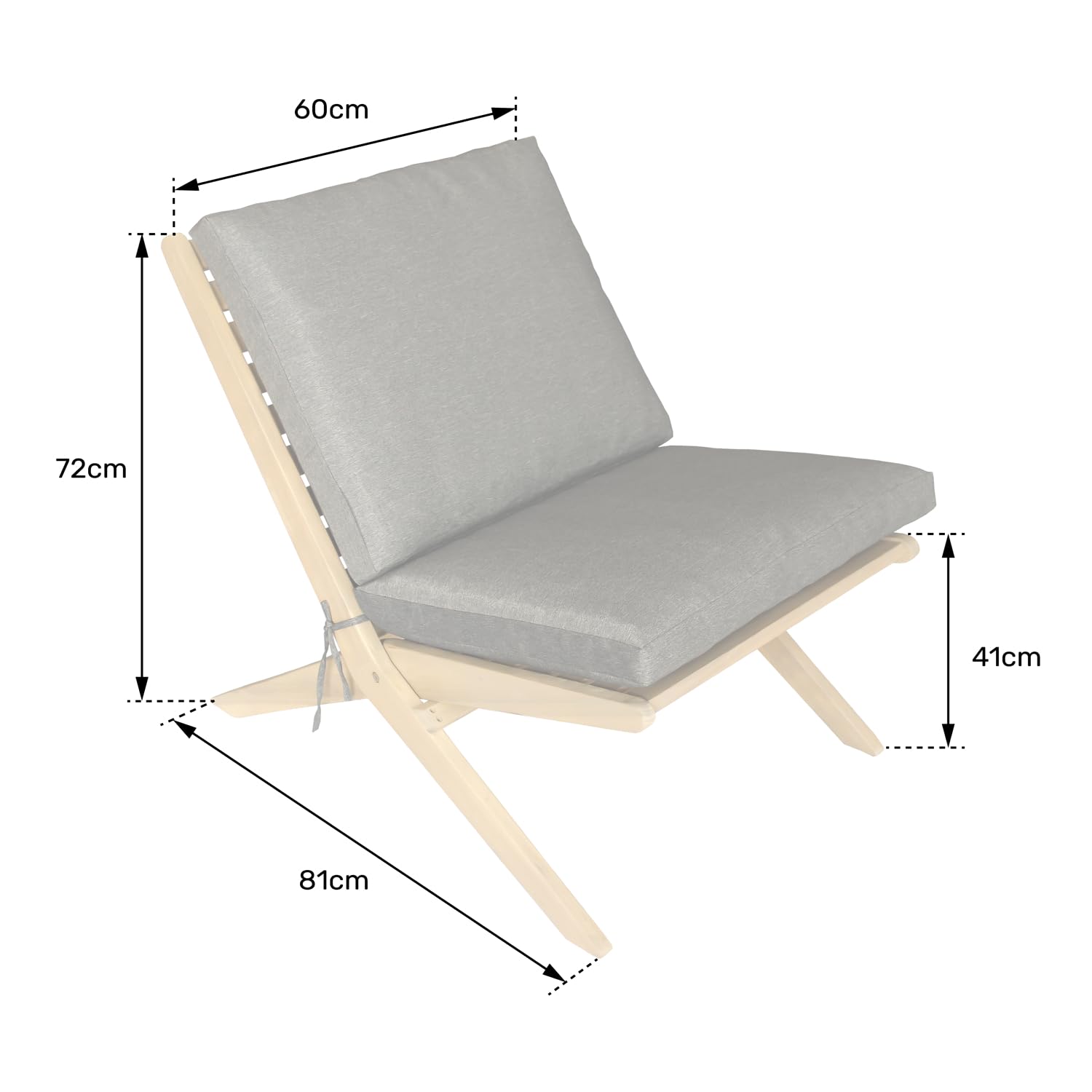 Happy Garden - Sillón plegable de acacia FARO con cojines beige - Sillón interior y exterior