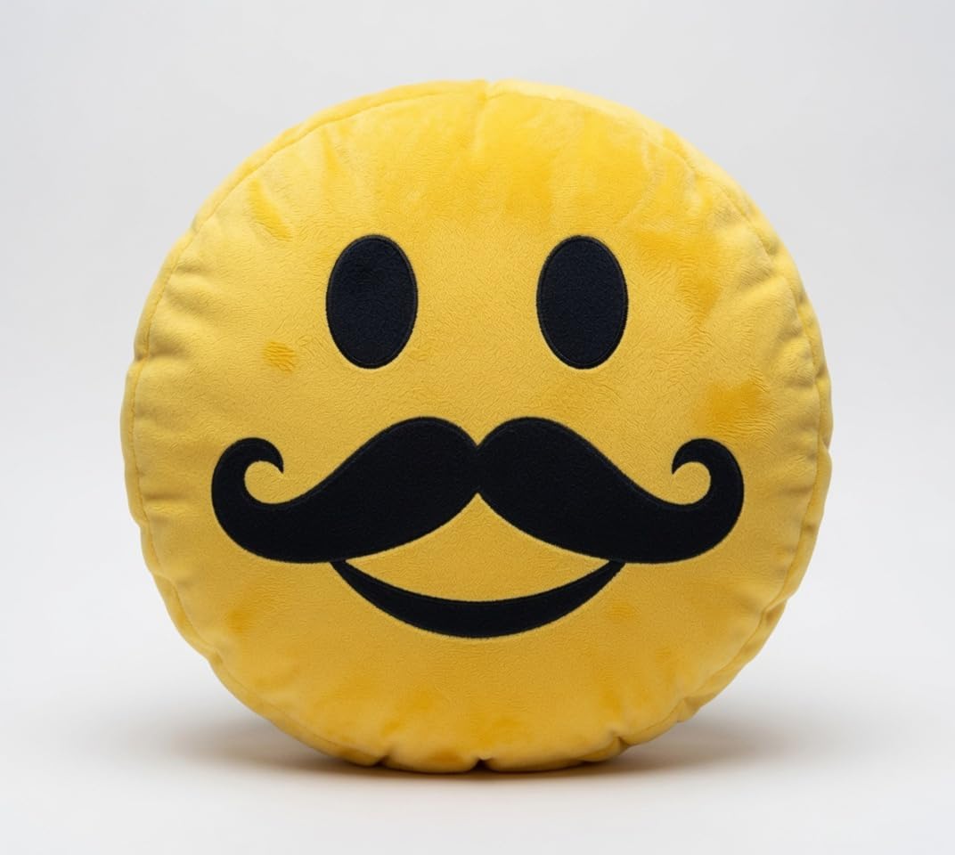 smiley cushion pillow | soft polyester fibre filled throw pillow | round decorative cushion for sofa, bed, living room & kids room | yellow