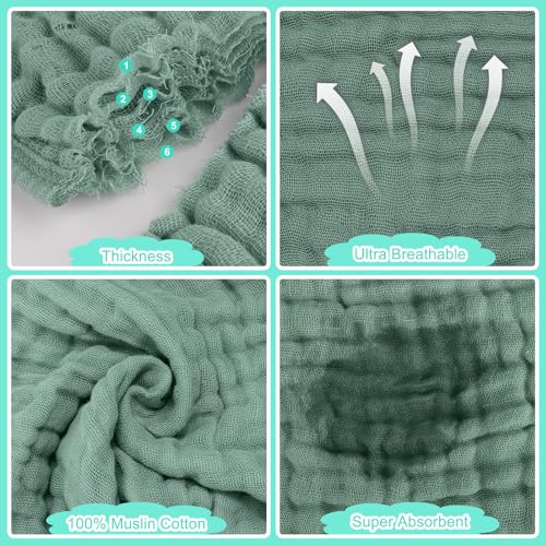 Accmor 6 Pack Muslin Burp Cloths 100% Cotton 20''x10'' Large Extra Soft and Absorbent Baby Burping Cloth for Boys Girls4