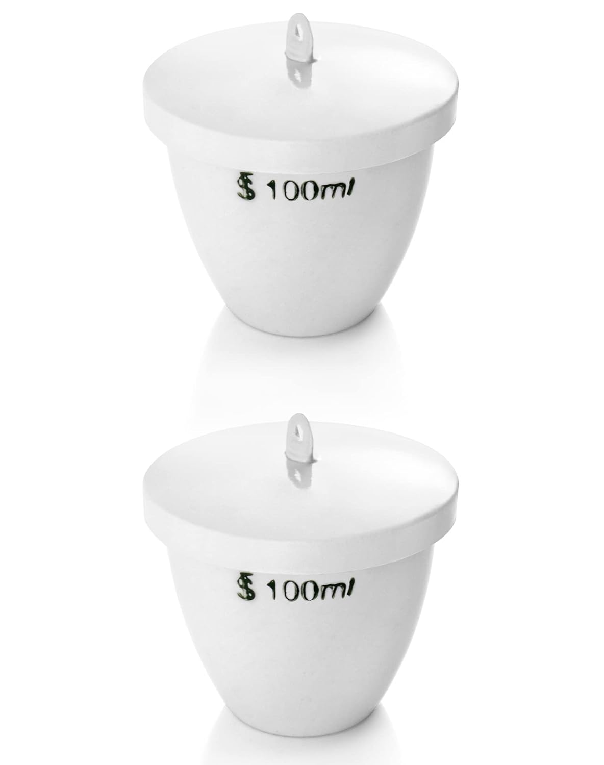 QWORK Porcelain Crucible with Lid, 100ml 2-Pack - High-Temp 1200°C Resistant for Labs & Schools
