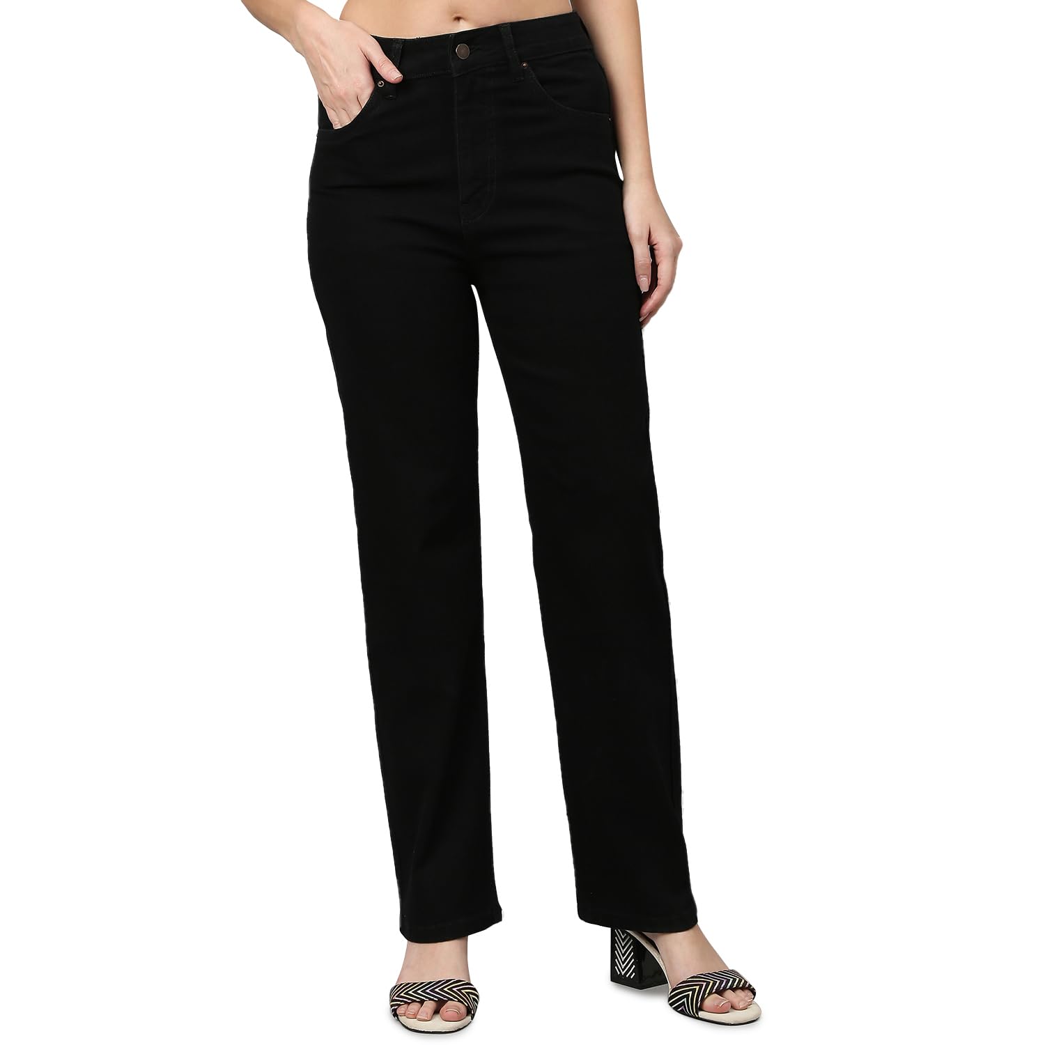 tarama Womens High Rise Basic Pockets Straight Fit Jeans-picture-21