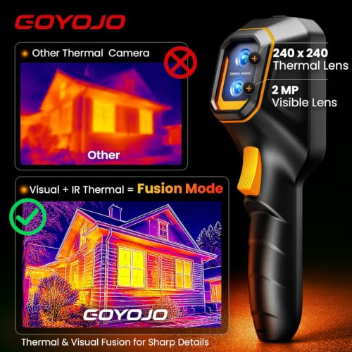 Image of GH192 Thermal Imaging Camera 240X240 Resolution, with 2MP Visual Camera and Fusion Imaging, 25Hz Handheld Thermal Imager with Alarm, for Mechanical Maintenance Home HVAC Electrical Inspection