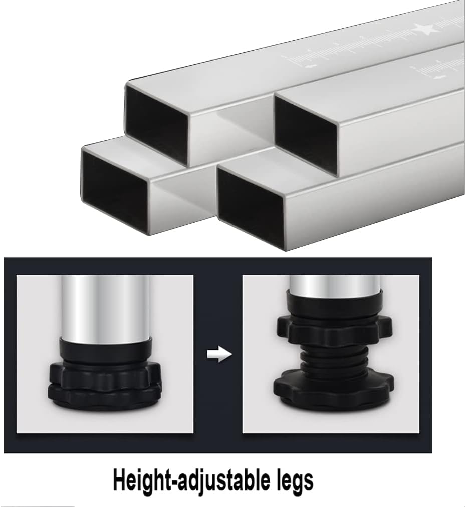 Untergestell für Kühlschrank und Waschmaschine, höhenverstellbar 24-27 cm, Breite 42-65 cm, Traglast 300 kg, Rutschfester Rahmen mit 4 Beinen|Grau