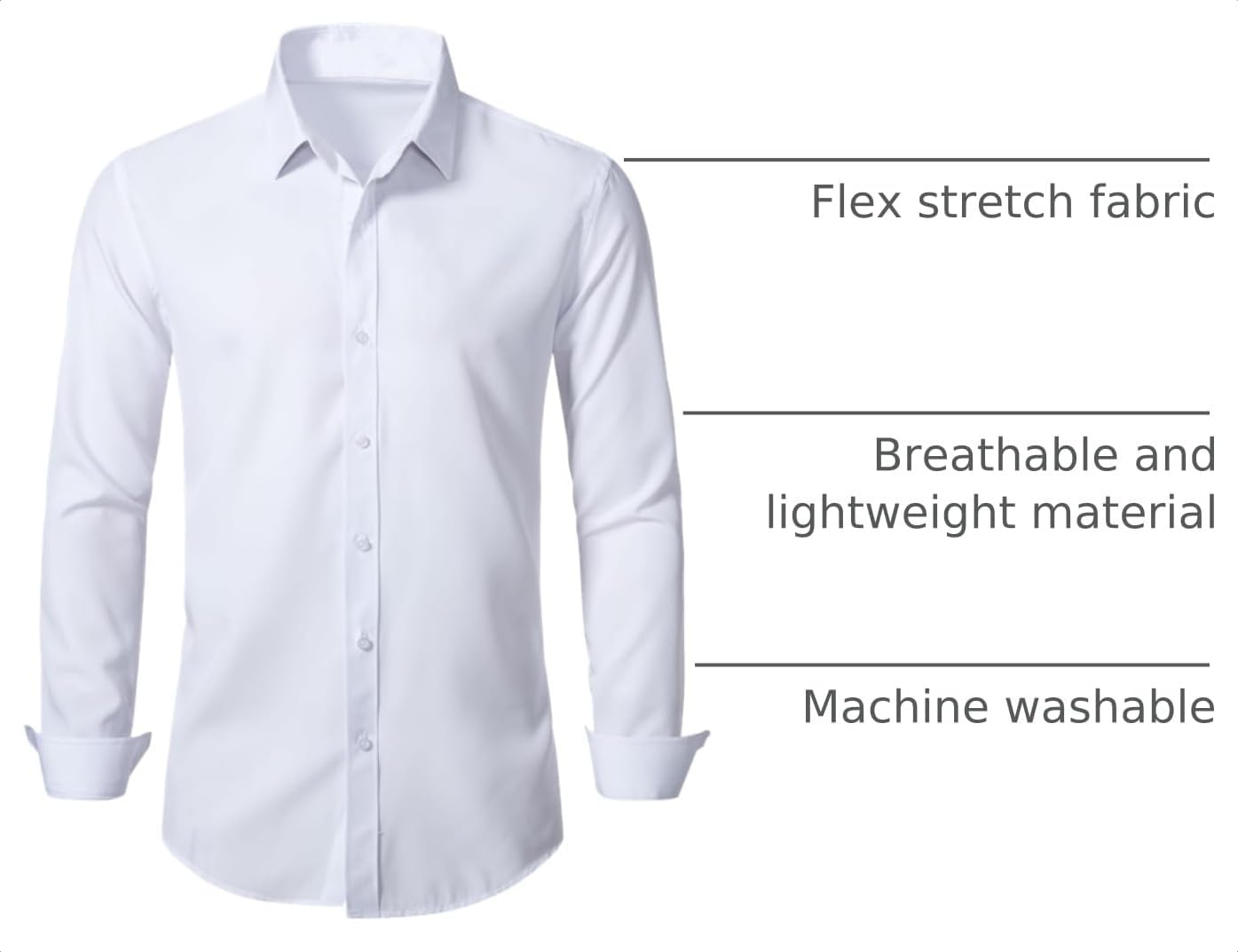 BEILU Stretch Mens Slim Fit Dress Shirts Formal Long Sleeve Button Down Shirts image 4