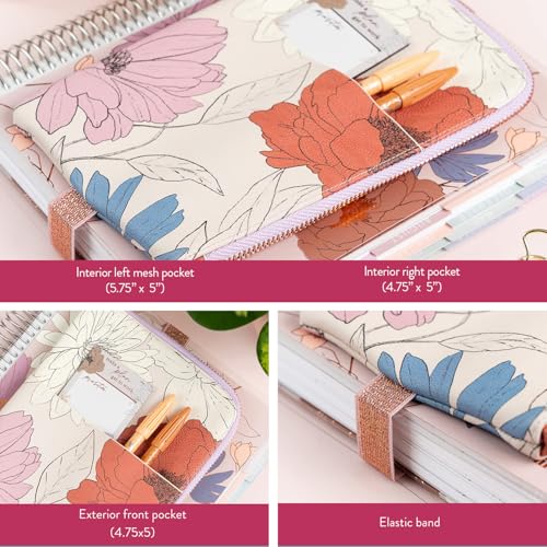 Image of Ultimate Planny Pack - Planner Accessory Pouch. Inside Pockets and Extended Metal Zipper. Elastic Band to Secure Around Planner. Vegan Leather Organizer by Erin Condren