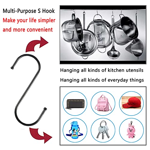 Anzhee 24Pack S Hooks S Shaped Hooks for Hanging Heavy Duty Metal Stainless Steel Hangers S Hook for Hanging Kitchen Utensils Bathroom Bedroom Office - Image 3