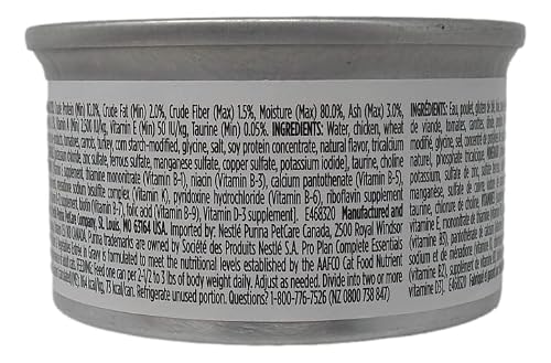Purina Pro Plan Canned Wet Cat Food Entree 3 Flavor 6 Can Sampler With 2 Catnip Toys Bundle, (2) Trout Pasta, (2) White Meat Chicken Vegetable, (2) Turkey Vegetable (3 Ounces) #TOP2