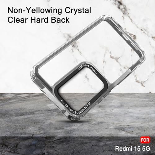Image of TheGiftKart Hybrid Shockproof Back Cover Case for Mi Redmi 15 5G | Stylish Camera Border | Electroplated Buttons | Crystal Clear Hard Back Cover Case (TPU & PC, Smoked Bumper)