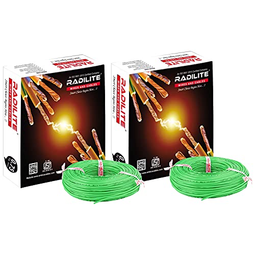 Image of Copper Wire with Triple Layer PVC Coating, Single Core Flexible Electric Cable for Domestic & Industrial Connections (0.75mm, 90m Long, green, 2 Pcs) (RLWC01 2)