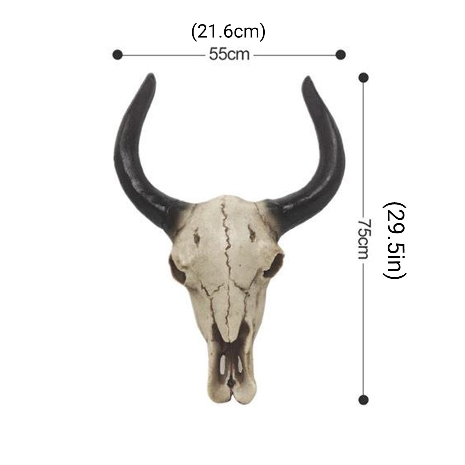 Decorazione da parete a forma di teschio lungo in corno – finto teschio di mucca tassidermia per decorazione domestica rustica e occidentale