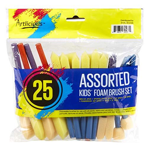 Artlicious - Foam Paint Brush Value Pack (Variety - 25 Pack)