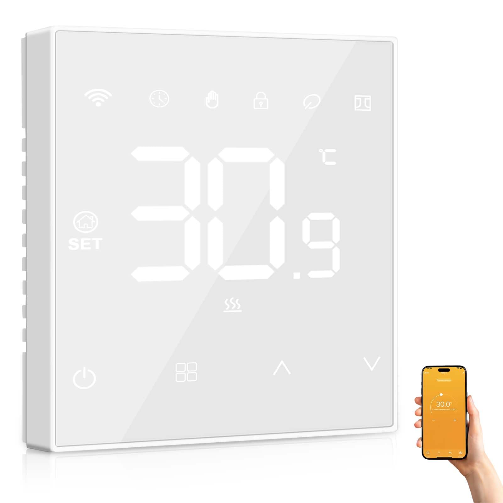 Termostato inteligente para agua, calefacción por suelo radiante y caldera de gas, Smart Tuya WiFi, termostato inteligente digital, control por voz, compatible con Alexa/Google Home/Smart Life App