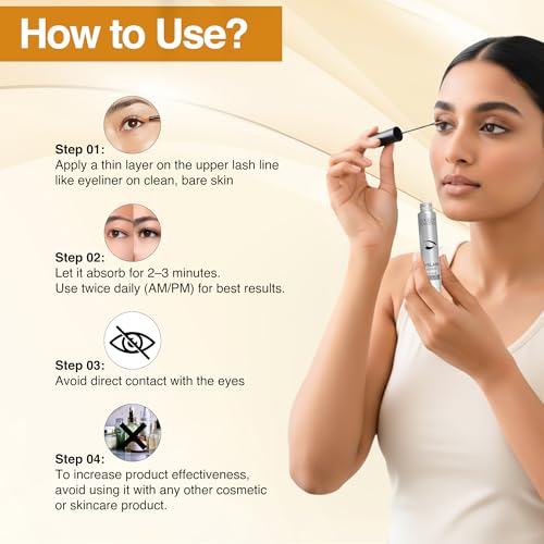 Image of Nourish Mantra Eyelash Growth Serum | Eyelash Enhancing Serum for Longer, Thicker, and Fuller Lashes | Infused with Tetrapeptide, Pentapeptide, Gotu Kola, and Aloe Vera | Suits All Skin Types | For Women & Men | 3 ml