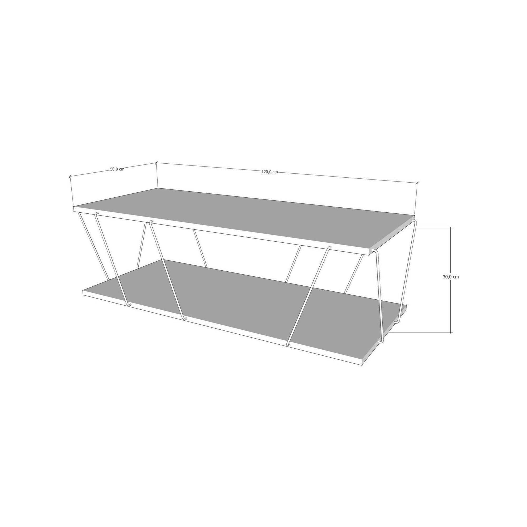 Tavolino da Salotto Harmonia, Tavolo Basso da caffè, Portariviste per Divano, Ripiano da Soggiorno, 120x50h30 cm, Antracite e Nero