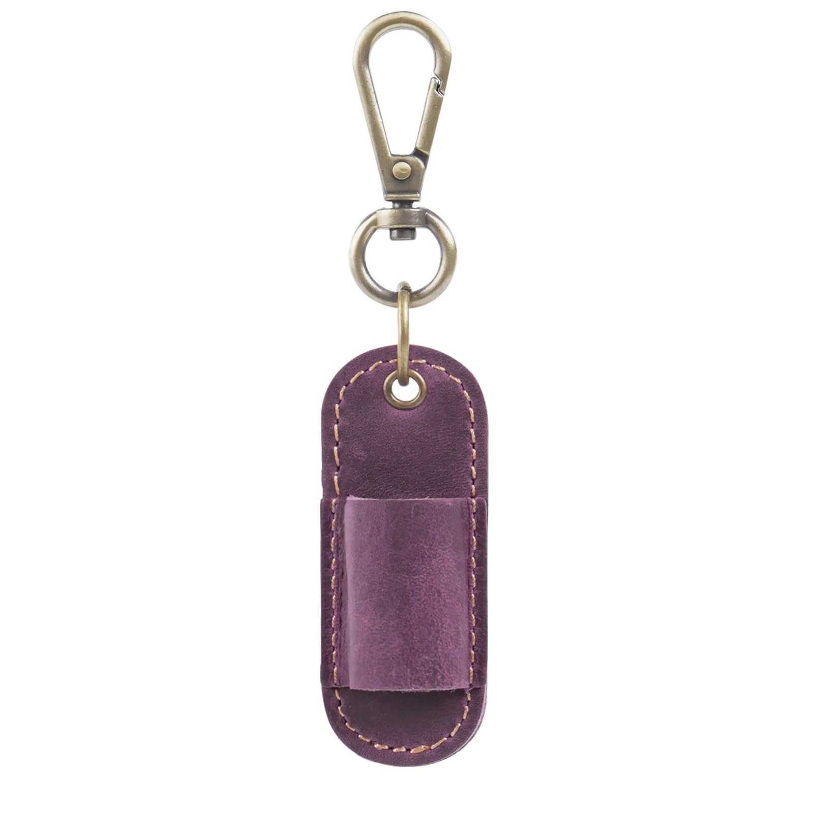 Ladfrtyu Purple Fountain Pen Holder Pen Holder With Keychain Clip Leather Portable Pencil Clip-On Bag For Office And Travel(Purple)