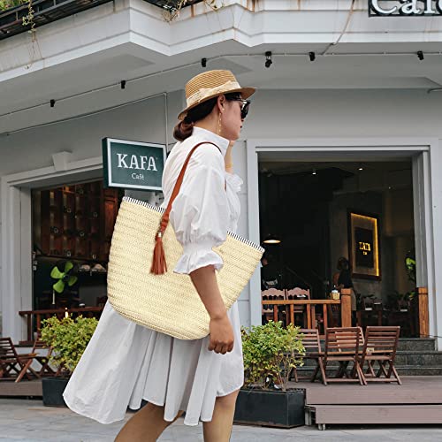 Womens Large Straw Shoulder Bag Beach Tote Handbag Purse With Tassel For Summer #TOP6