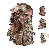SOUFORCE Camouflage 3D Full Face Mask Leafy Hat Balaclava Camo Face Cover Ghillie Hood Mask for Turkey Hunting Gear Accessories