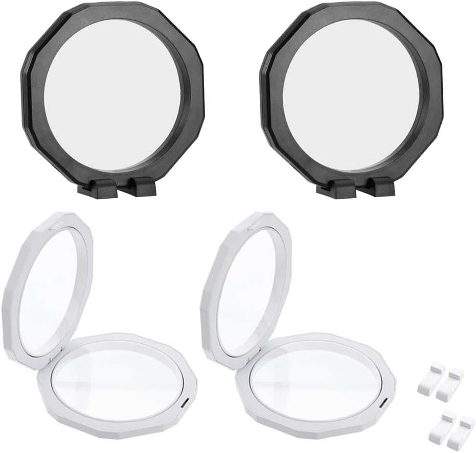 4 Pcs Octagonal Shape 3D Floating Display Case Frame Display Holder Stands Inner Round PE Film Storage Box for AA Coin Jewelry Challenge Coin Medal Antique 5 x 5 inch Black and White