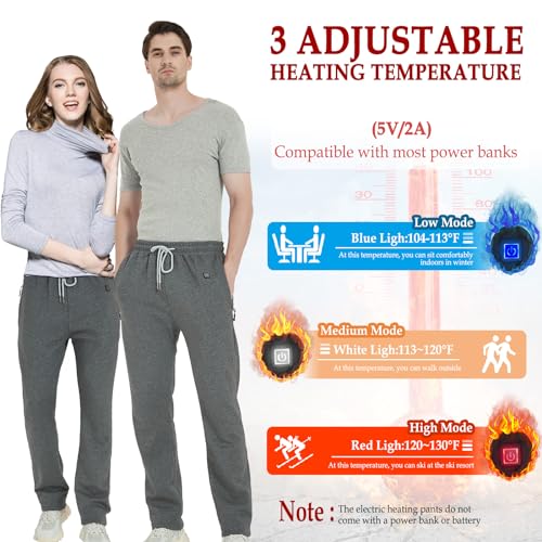 FERNIDA Heated Pants for Men Women, Thick Electric 5V USB 8 Zones Heating Trousers Winter Outdoor Warm (Battery Not Included)3